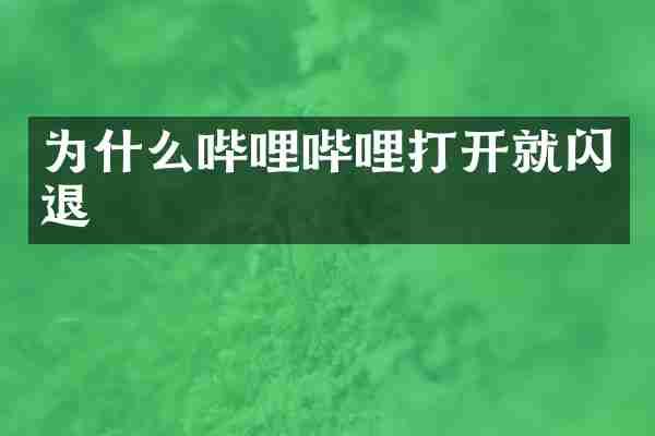 为什么哔哩哔哩打开就闪退
