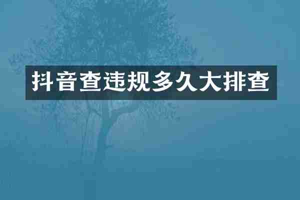 抖音查违规多久大排查