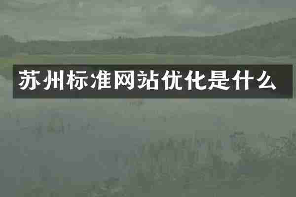 苏州标准网站优化是什么