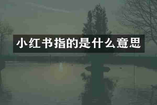 小红书指的是什么意思