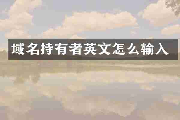 域名持有者英文怎么输入
