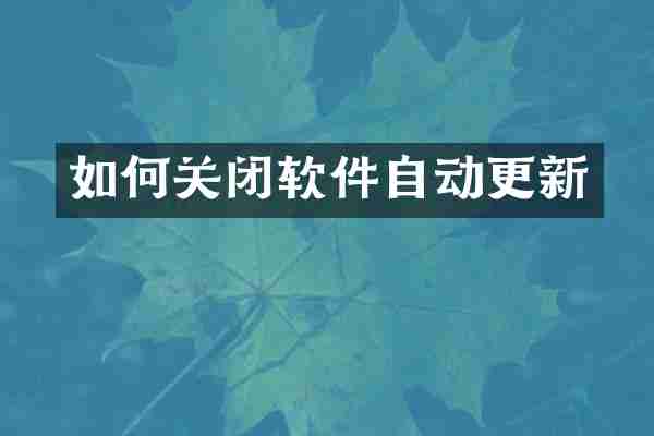 如何关闭软件自动更新