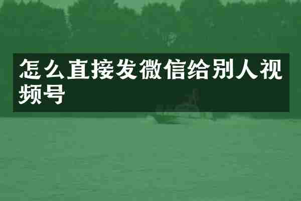 怎么直接发微信给别人视频号