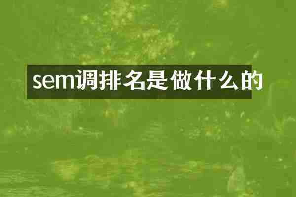 sem调排名是做什么的