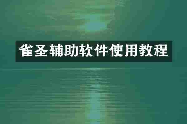 雀圣辅助软件使用教程