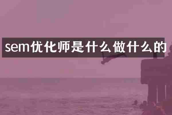 sem优化师是什么做什么的