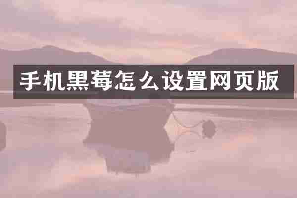 手机黑莓怎么设置网页版