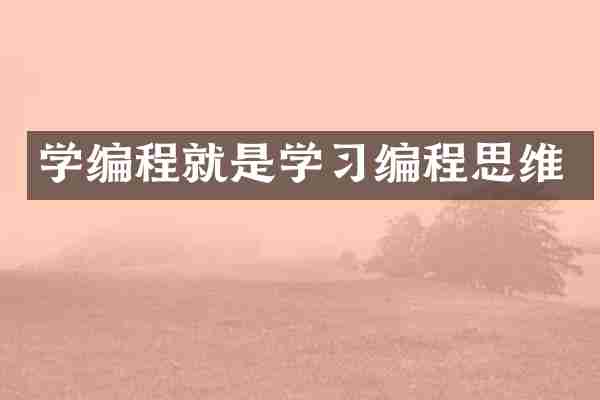 学编程就是学习编程思维