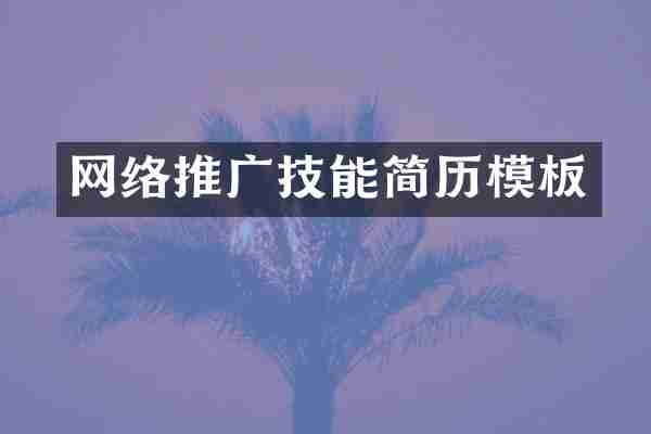 网络推广技能简历模板