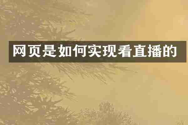 网页是如何实现看直播的
