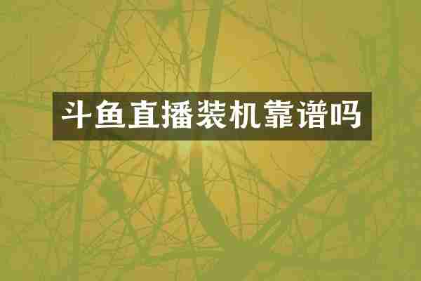 斗鱼直播装机靠谱吗