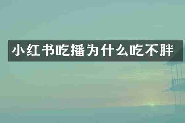 小红书吃播为什么吃不胖