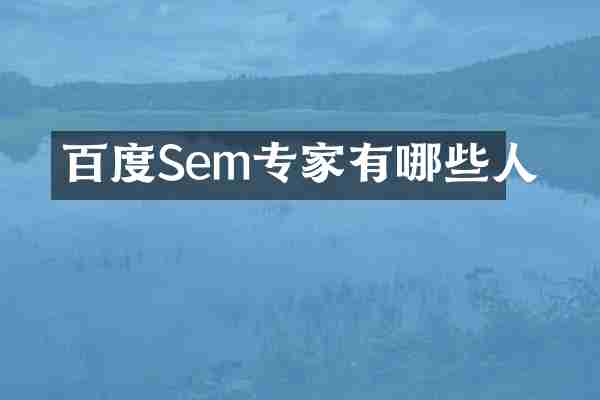 百度Sem专家有哪些人