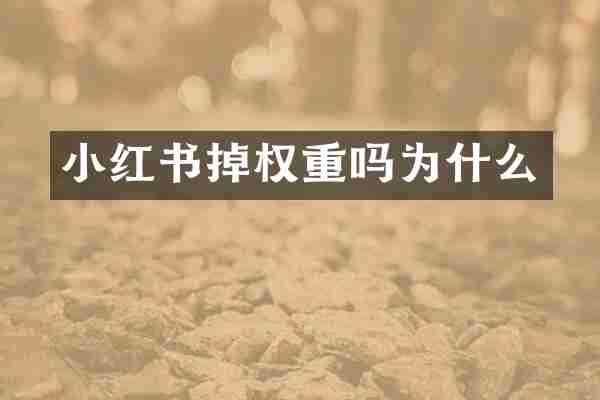 小红书掉权重吗为什么