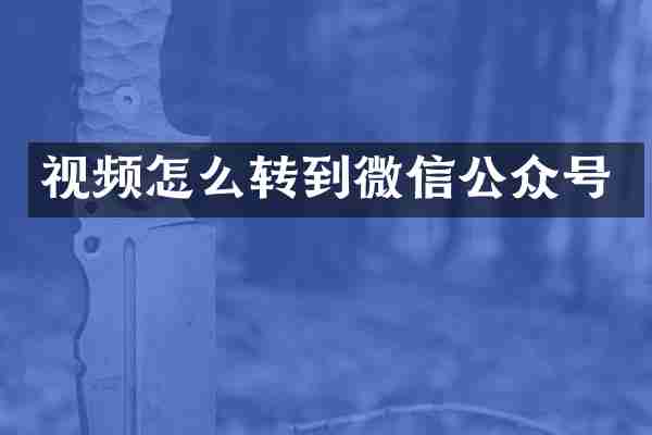视频怎么转到微信公众号