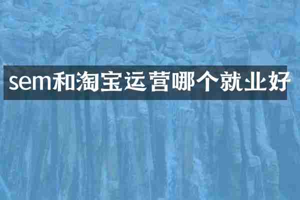 sem和淘宝运营哪个就业好