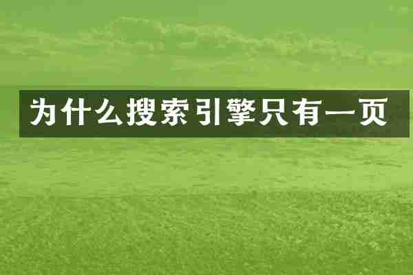 为什么搜索引擎只有一页