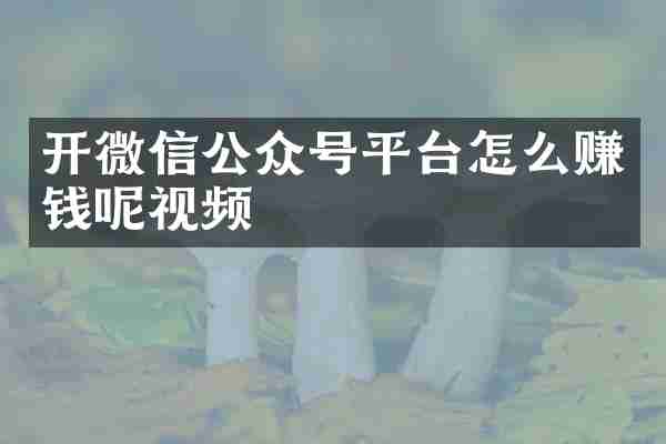 开微信公众号平台怎么赚钱呢视频