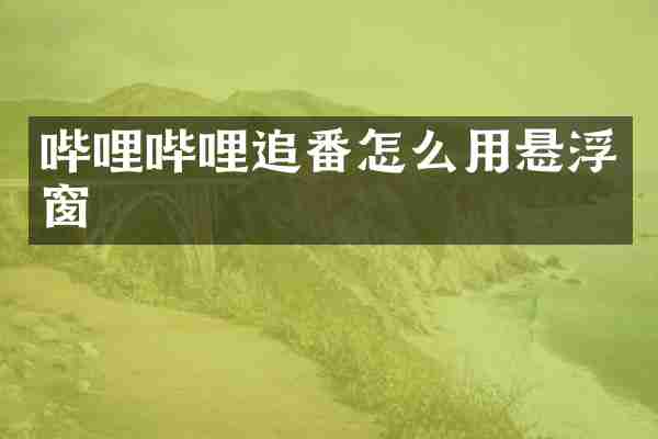 哔哩哔哩追番怎么用悬浮窗