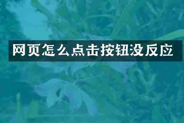 网页怎么点击按钮没反应