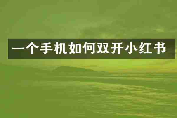 一个手机如何双开小红书