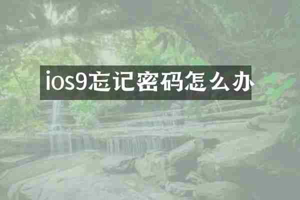 ios9忘记密码怎么办