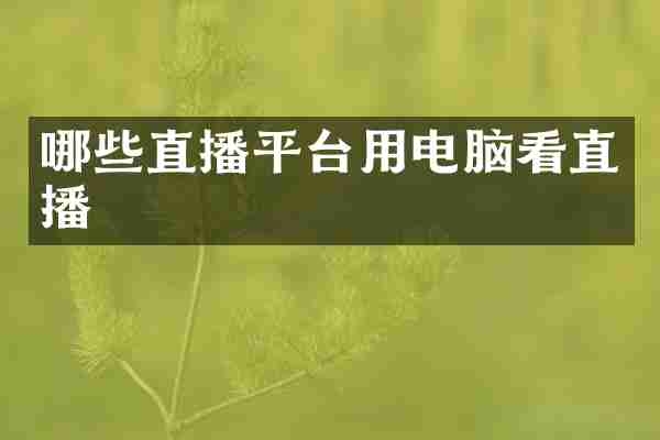 哪些直播平台用电脑看直播