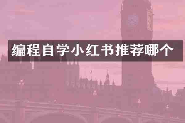 编程自学小红书推荐哪个