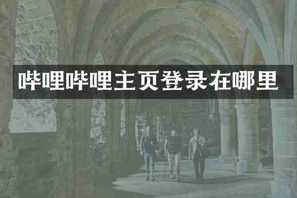 哔哩哔哩主页登录在哪里