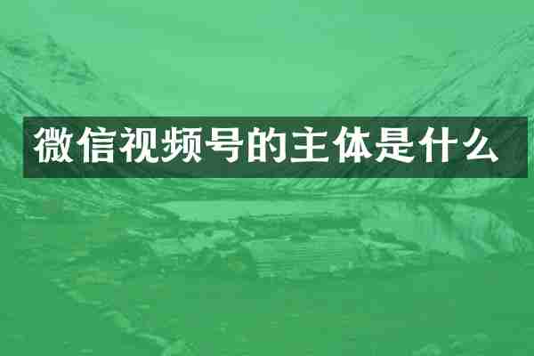 微信视频号的主体是什么