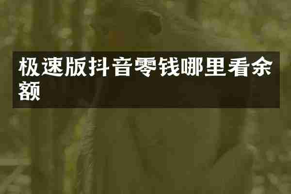 极速版抖音零钱哪里看余额