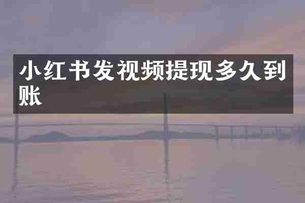 小红书发视频提现多久到账