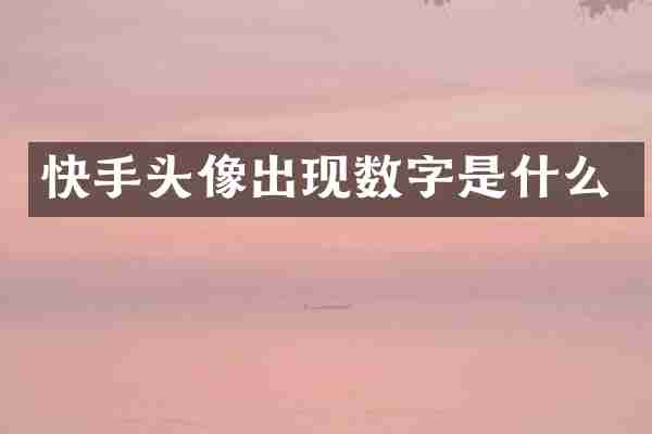 快手头像出现数字是什么