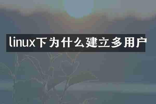 linux下为什么建立多用户
