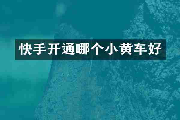 快手开通哪个小黄车好