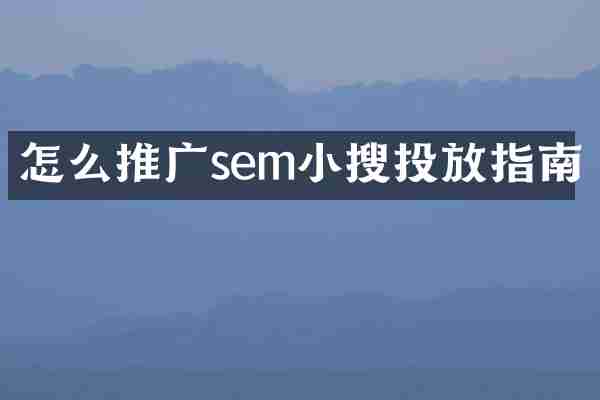 怎么推广sem小搜投放指南
