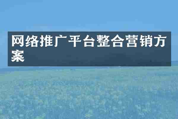 网络推广平台整合营销方案