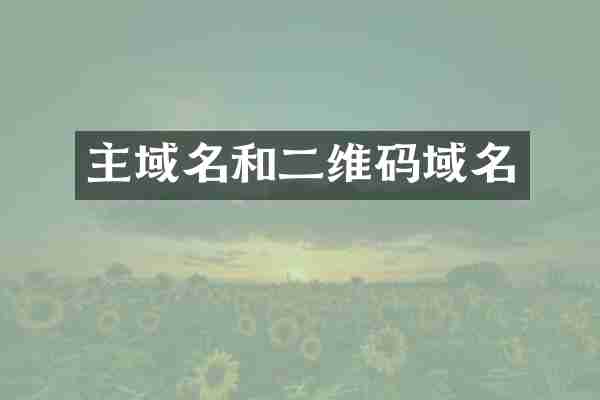 主域名和二维码域名