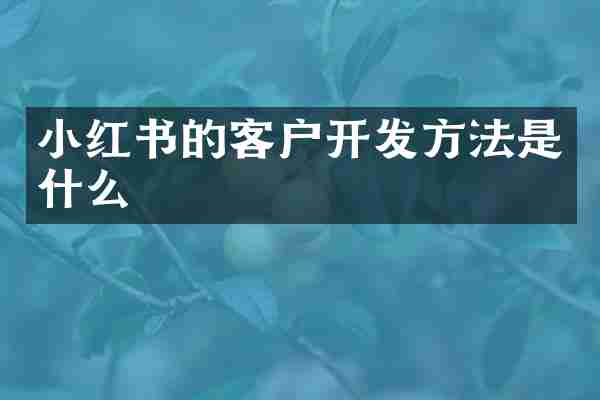 小红书的客户开发方法是什么