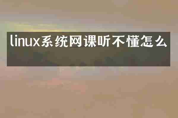 linux系统网课听不懂怎么办