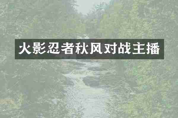 火影忍者秋风对战主播