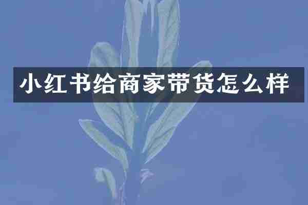 小红书给商家带货怎么样