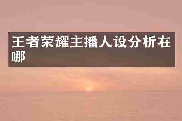 王者荣耀主播人设分析在哪