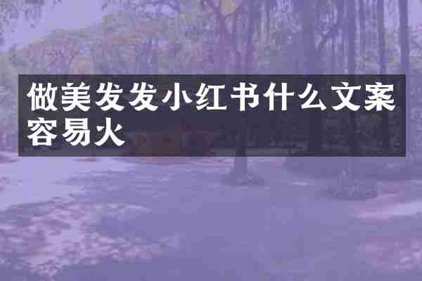 做美发发小红书什么文案容易火