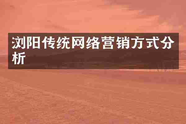 浏阳传统网络营销方式分析