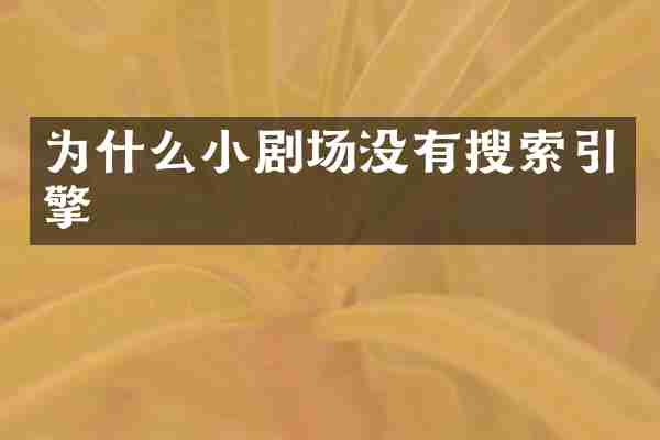 为什么小剧场没有搜索引擎