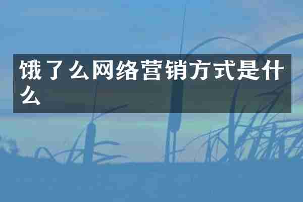 饿了么网络营销方式是什么