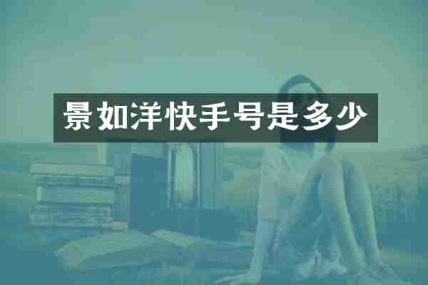 景如洋快手号是多少