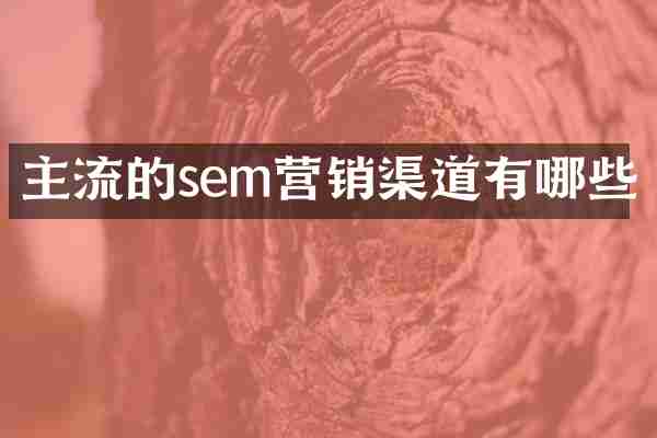 主流的sem营销渠道有哪些