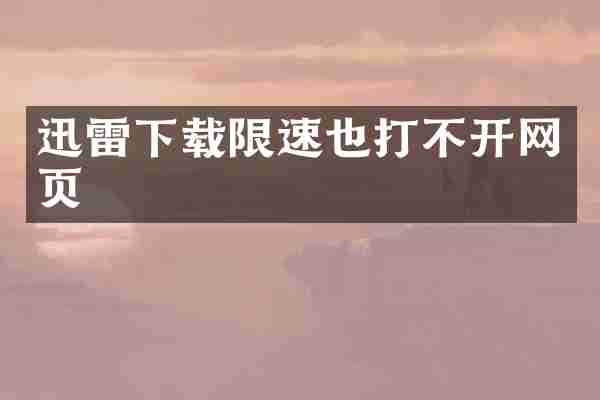 迅雷下载限速也打不开网页